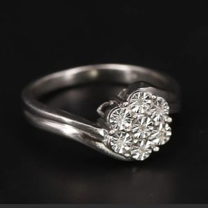 Diamond Flower Floral Engagement Ring-7.25